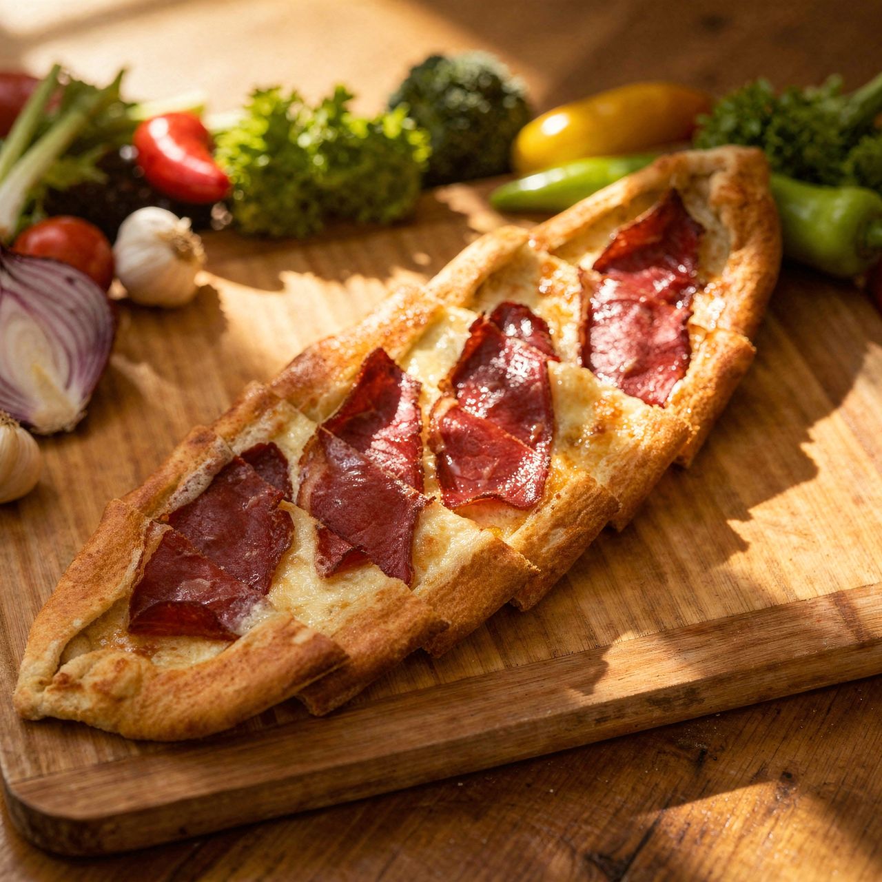 Pide mit Pastırma / Pastırmalı Pide