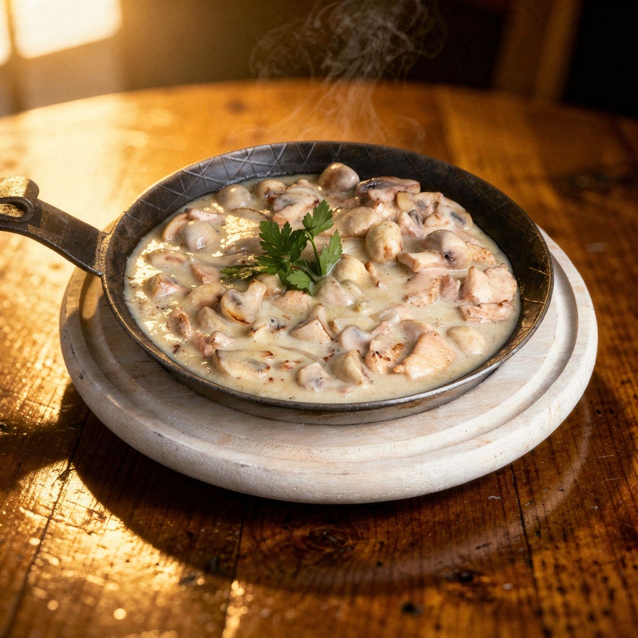 Hähnchengeschnetzeltes mit Champignon-Sahnesauce