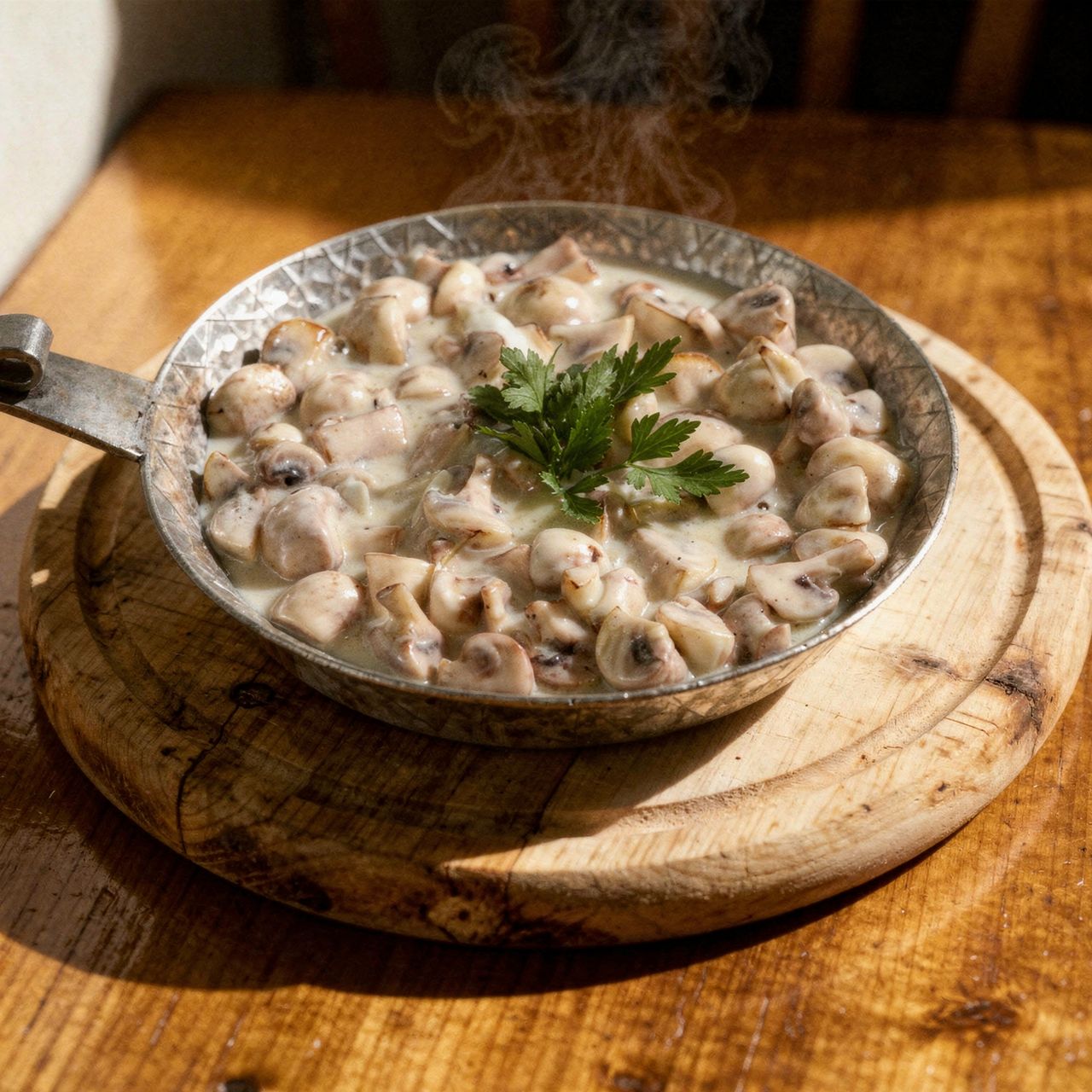 Champignons in Dill-Sahnesauce