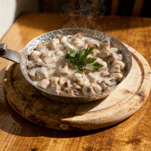 Champignons in Dill-Sahnesauce